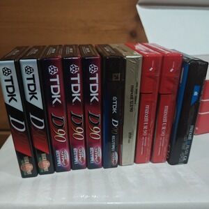 Lot of 10 Various Sealed Blank Cassettes TDK D90 Maxwell